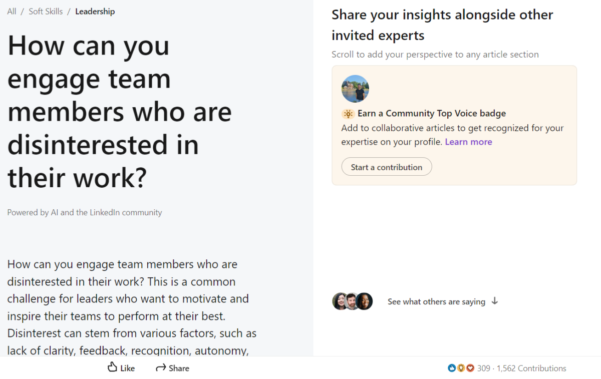 LinkedIn Collaborative Articles