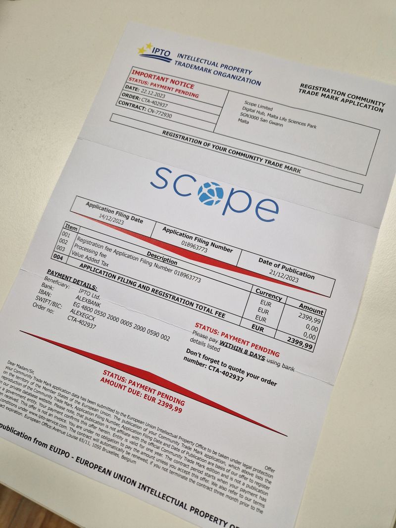 Scope Solutions Fake Trademark